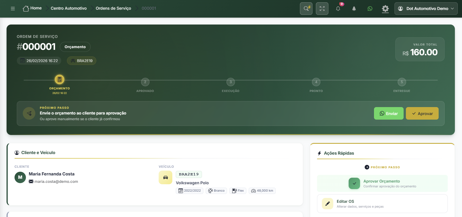 Ordem de Serviço Digital - Sistema DotCompany Centro Automotivo